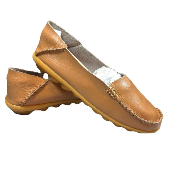 Venus Celia Shoes - Venus Celia Camel Leather Moccasins Soft Sole Comfort Tan Loafers US 10.5 EU 43